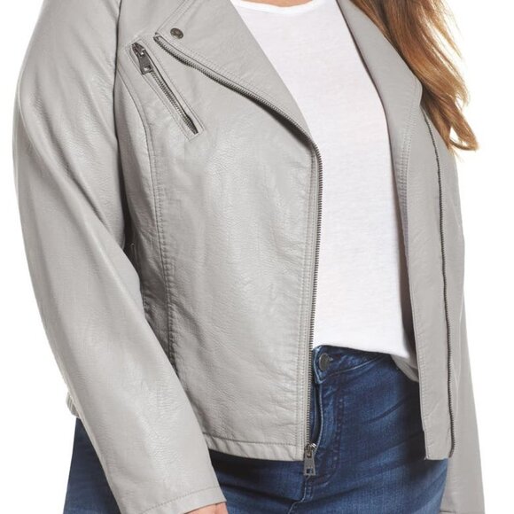 Levi's Grey Faux Leather Moto Jacket Size 1x - Picture 1 of 14